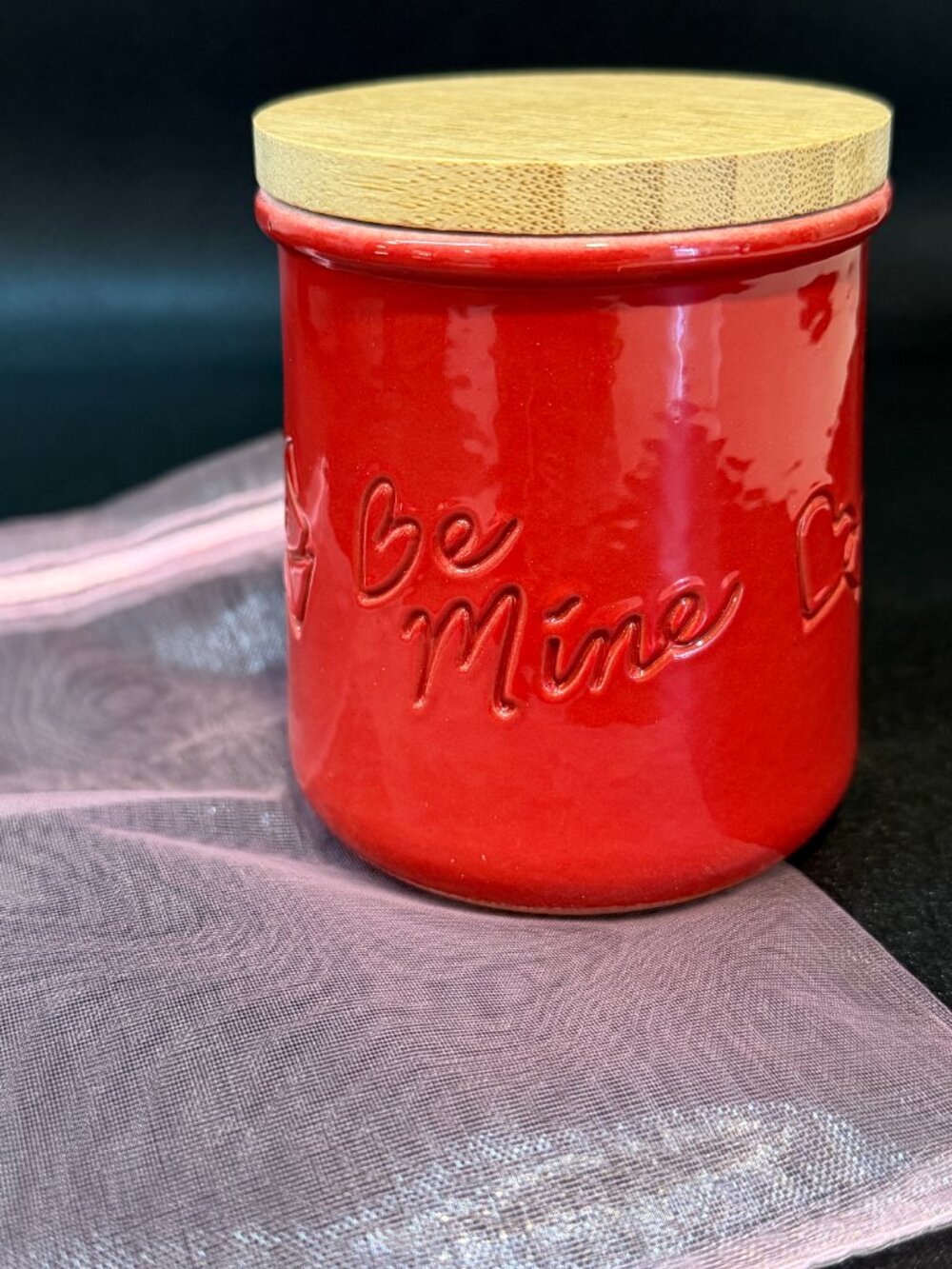 La Fermiere Limited Edition BE MINE Valentines Glazed Terracotta Yogurt Pot Red
